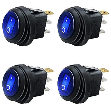 Imagem de mxuteuk 4 Pçs 12V Interruptor De Balancim Redondo Impermeável Led Iluminado Spst 3 Pinos Liga-Desliga 20A Para Carro Barco Auto Rv Caminhão Kcd1-8-101Nw-Bu Azul Azul