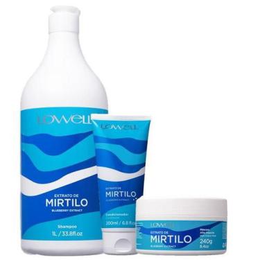 Imagem de Lowell Extrato De Mirtilo Shampoo 1L Condicionador 200ml E Mascara 240