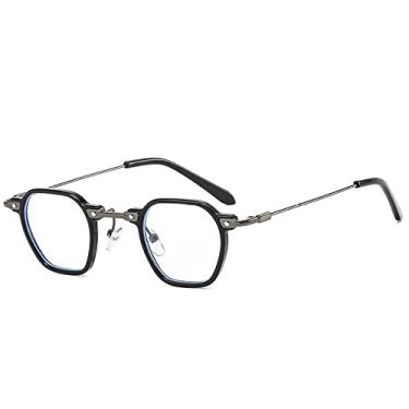 Imagem de Óculos de sol literários retangular metal armação pequena óculos de sol para mulheres retrô clássico streetwear óculos senhora olho de gato, C13 preto transparente, como imagem