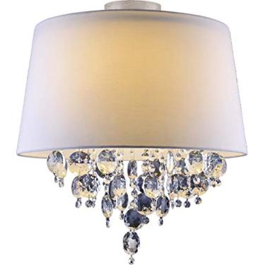 Imagem de Plafon São Paulo 3 Luzes E27 Cúpula de Tecido, LLUM Bronzearte, 33860, 315W, Branco, 46cm