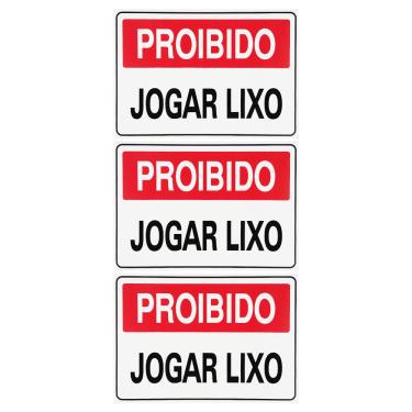 Imagem de Combo 3 Placas De Sinalização Proibido Jogar Lixo 30x20 Acesso - P-10 F9e