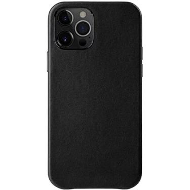Imagem de HAODEE Capa de telefone de couro genuíno, para Apple iPhone 12 Pro Max (2020) 6,7 polegadas à prova de choque capa traseira respirável resistente a arranhões [proteção de tela e câmera] (cor: preto)