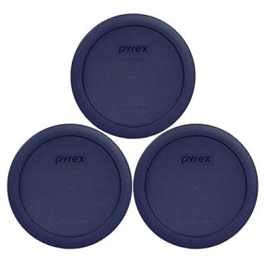 Imagem de Pyrex 7201-PC 4 tampas de substituição redondas azuis escuras - pacote com 3 - Pyrex original genuíno - Feito nos EUA