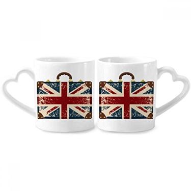 Imagem de Union Jack Mala Retrô Grã-Bretanha Reino Unido Bandeira Cultura Casal Porcelana Conjunto de Canecas de Cerâmica Copo Amante Punho de