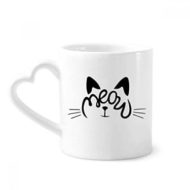 Imagem de Citação Gato Mewing DIY Design Caneca Café Cerâmica Copo Coração Vidro