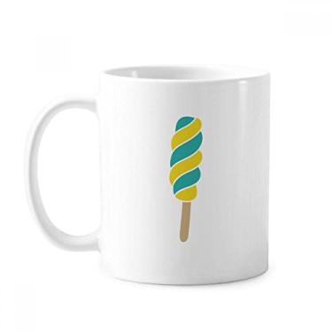 Imagem de Caneca de sorvete doce espiral verde amarelo cerâmica xícara de café porcelana louça