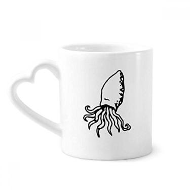 Imagem de Caneca de cerâmica de polvo com ilustração de desenho animado vida marinha caneca de café copo de coração de vidro