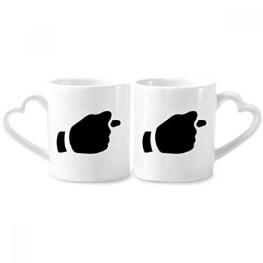 Imagem de Provoke Gesture Outline Pattern Couple Porcelain Mug Set Ceramic Lover Cup Heart Handle