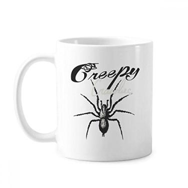 Imagem de Caneca de cerâmica com ilustração de teia de aranha e inseto xícara de porcelana de café