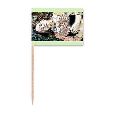 Imagem de Nap Girl Quiet Splendid Trendy Comely Toothpick Flags Marker Topper Decoração de Festa