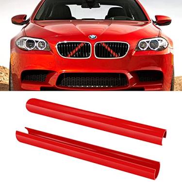 Imagem de Jaronx Compatível com inserções de grelha BMW para séries 2 5 6 7 X1 X2, F10 F11 F45 F12 F13 F01 F02 F48, compatível com BMW V Brace Wrap Covers Blue Grill Stripes Front Insert Trim Stripes (vermelho)