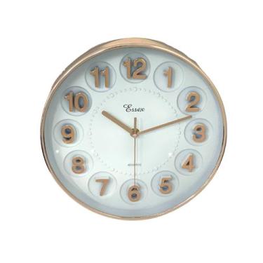 Imagem de Relógio De Parede 26X4cm Dial Sweep Redondo Branco E Bronze - Cim