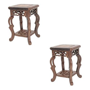 Imagem de 2 peças de madeira rústica, exibição interna, vasos de quartzo, bonsai, estátua, suporte de , bandeja de madeira, plataforma de cozinha, vintage, vaso de plantador, moderno, pequena prateleira, ao ar livre, oriental