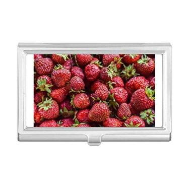 Imagem de Porta-cartões de visita com imagem de frutas vermelhas e morango, porta-cartões