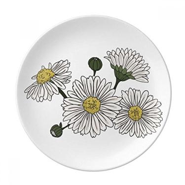 Imagem de Planta de flor branca de crisântemo de porcelana decorativa Salver louça de jantar