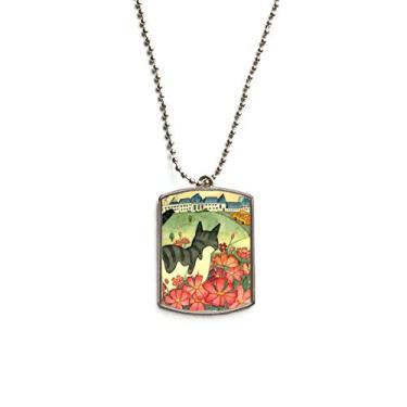 Imagem de DIYthinker Miaoji Colar de aço inoxidável com pingente de identificação para cães em aquarela e flores de gato