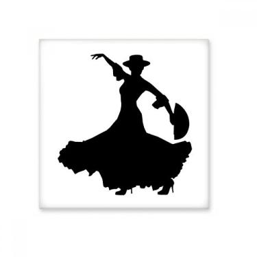 Imagem de Azulejo de cerâmica brilhante de dançarino dançante de fã de desempenho com pedra adornada de tijolos vitrificados