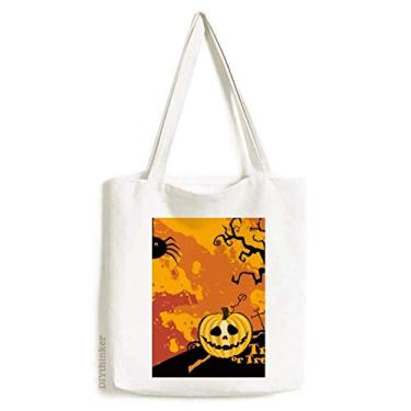 Imagem de Bolsa de lona Ghost Fear Halloween Pumpkin bolsa de compras casual bolsa de mão