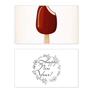 Imagem de Chocolate crocante picolé, sorvete doce, ano novo, cartão de felicitações, mensagem de abençoada presente