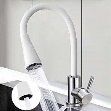 Imagem de GZZBMY Torneira misturadora de cozinha giratória de 360° para janela interior de cozinha, torneiras para pia de água quente e fria, torneiras giratórias de latão e cromo para instalação frontal de janela acessórios de cozinha (branco)