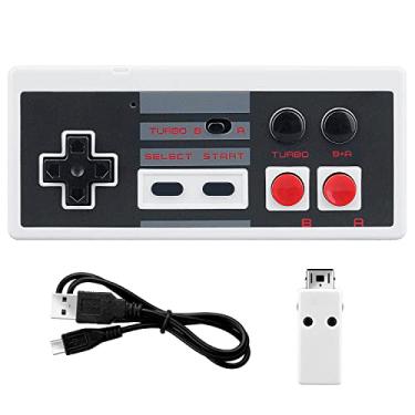 Imagem de OSTENT Controlador sem fio recarregável Gamepad para Nintendo NES Mini Classic Edition Famicom Mini Console Cor Branco
