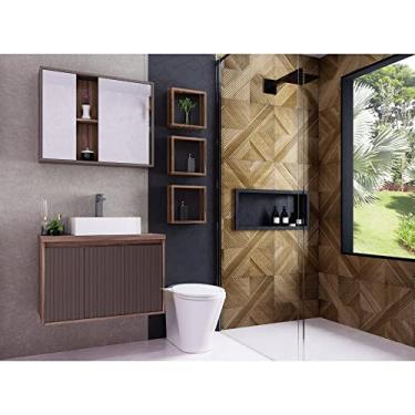 Imagem de Espelheira para Banheiro 80cm 2 Portas Alice Darabas Agardi Marrom