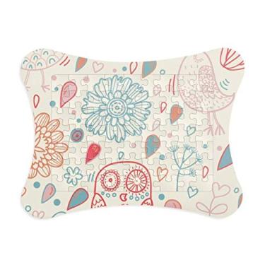 Imagem de Moldura de quebra-cabeça de pintura de planta de coruja, flor de coruja enfeite de jogo de quebra-cabeça