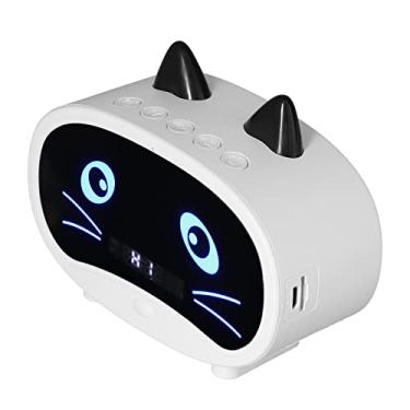 Imagem de Alto-falante portátil, design de orelha de gato fofo multifuncional, conjunto inteligente, despertador duplo, subwoofer de 360 ° para quarto, escritório (branco)