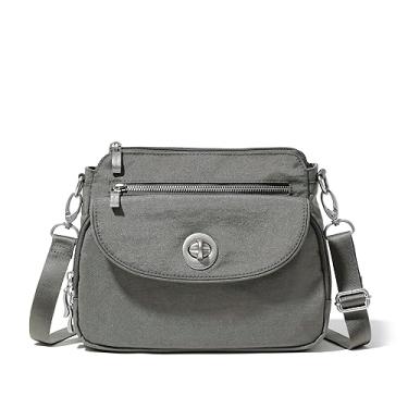 Imagem de Baggallini Calais Bolsas transversais femininas 25 x 17 cm, leve, resistente à água, bolsa de viagem com proteção RFID, Sterling Shimme, One Size