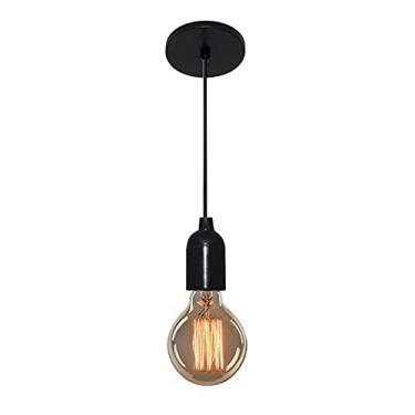 Imagem de Luminária Pendente Retro Suporte para Lâmpada não Inclusa, Vivare Iluminação, Pendente4149 PRLP, Preto, Pequeno