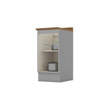 Imagem de Balcão 400 mm 1 Porta com Tampo Emily Cinza/Marrom