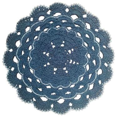 Imagem de Sousplat de Crochê para Mesa Feito A Mão com Barbante Barbantextil Grafite 6 Redondo Decoração Linda Para Sua Mesa