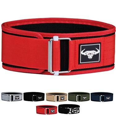 Imagem de IBRO Cinto de levantamento de peso premium com bloqueio rápido – Powerlifting, cross training para homens e mulheres – suporte traseiro de 10 cm, fivela de metal – fitness profissional, levantamento olímpico, Deadlift vermelho GG