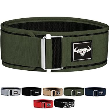 Imagem de IBRO Cinto de levantamento de peso premium com bloqueio rápido – Powerlifting, cross training para homens e mulheres – suporte traseiro de 10 cm, fivela de metal – fitness profissional, levantamento olímpico, Deadlift verde GG