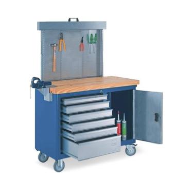 Imagem de Bancada Móvel Com Painel Perfurado Tampo De Pinus 40mm E Suporte Para Morsa 500bmp Cmb