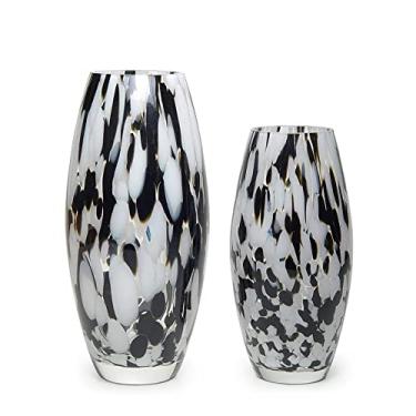 Imagem de Par de Vasos Oliva G e P Multicor Preto e Branco Murano Cristais Cadoro