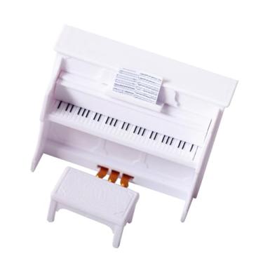 Imagem de HEMOTON 1 Conjunto De Casa De Bonecas Piano Crianças Brinquedo Móveis Decoração Terrário Ornamento Piano Em Miniatura Com Fezes Mini Piano Vertical Em Miniatura Cadeira De Piano Vertical