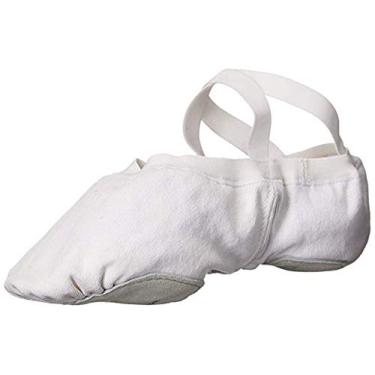 Imagem de Bloch Tênis feminino Dance Pump Split Sole de lona, Branco, 4 Wide