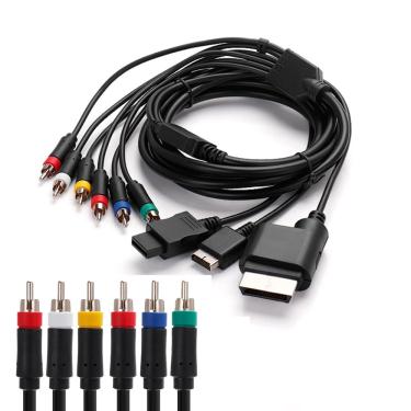 Imagem de 1.8m multi cabo componente AV cabo S-Video para cabo de vídeo WII/WIIU/PS2/PS3/XBOX360 áudio 3 em 1
