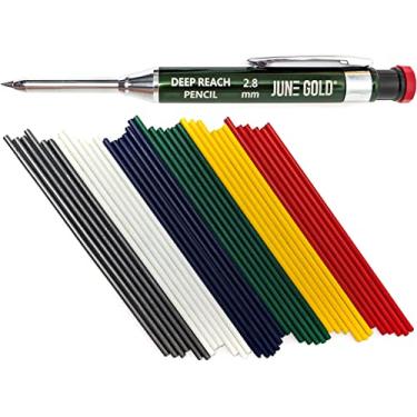 Imagem de June Gold Lapiseira de alcance profundo de 2,8 mm, 36 refis coloridos, 6 cores, alcance de 40 mm, largura de 6 mm, apontador embutido (modelo 2024)