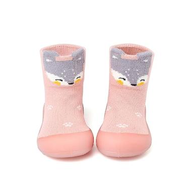 Imagem de Sapatilhas de bebê infantil com sola de borracha macia antiderrapante para uso interno para meninos e meninas, Raposa rosa, 9-12 Meses