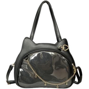 Imagem de RILGOU Bolsa tiracolo Harajuku Y2K Goth Cute Cat Shaped Kawaii Display Ita Bag Preta, Preto, Unisize