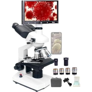 Imagem de Microscópios trinoculares de alta definição 30.000x, 50.000x e 70.000x para experimentos científicos do ensino fundamental, médio e médio, 185 objetivas acromáticas, display giratório de 360
