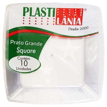 Imagem de Prato Descartável 21cm Square Cristal Plastilânia 10 Unidades - Plasti