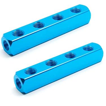 Imagem de It Works Great Divisor de bloco de coletor de 7 portas de 4 vias, encaixe em linha de mangueira de ar pneumática de 6 mm para tanque de ar portátil Air Comrpessor, divisor de bloco de coletor em linha