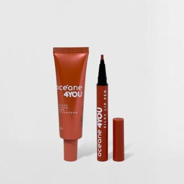 Imagem de Kit Blush Líquido Laranja + Caneta Batom Nude 4you (2 Produtos)