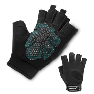 Imagem de Luvas de treino HiRui para homens e mulheres, jovens, luvas de exercícios ventiladas luvas de ciclismo com acolchoamento de silicone de palma completa para fitness levantamento de peso academia tênis treinamento escalada, sem calos, Preto, Medium