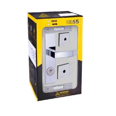 Imagem de fechadura tetra quadratta curva 3x1 espelho 55mm cromado alianca