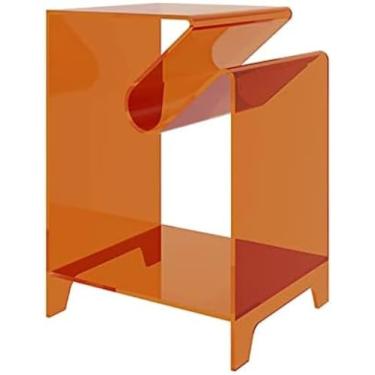 Imagem de Mesa lateral de acrílico, mesa final transparente, mesa de centro fantasma, porta-revistas moderno, mesa de cabeceira transparente, mesa lateral para lanche para quarto, cinza-bnge