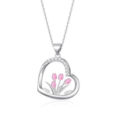 Imagem de HELORET Colar de flores com pingente de tulipa/girassol/margarida/abelha joias para mulheres presentes para mães, Small, Latão, Sem Pedra Preciosa